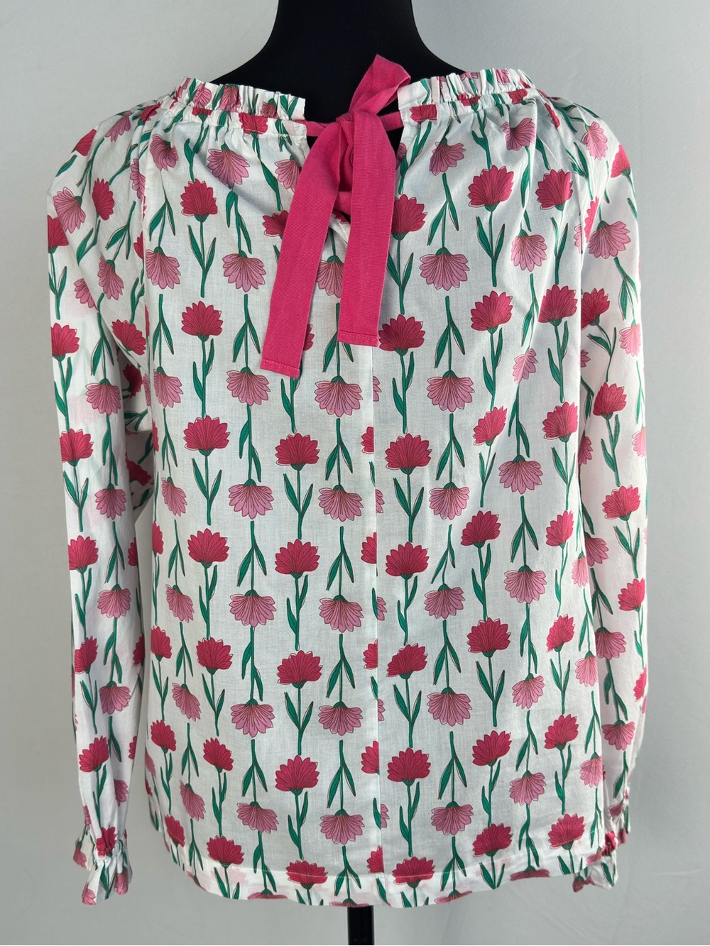 J.Crew Pink Floral Cotton Peasant Blouse Women’s Size M - Picture 4 of 13